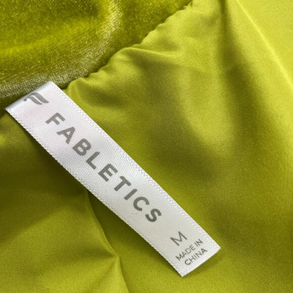 Fabletics Lime Green VELVET Puffer Jacket Size Medium - Picture 4 of 5
